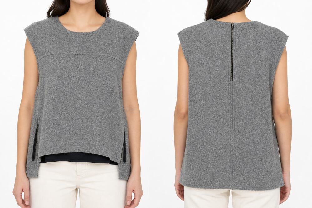 Madewell Side-Zip Wool Blend Sleeveless Women's Top Heather Gray Size Small Y2K
